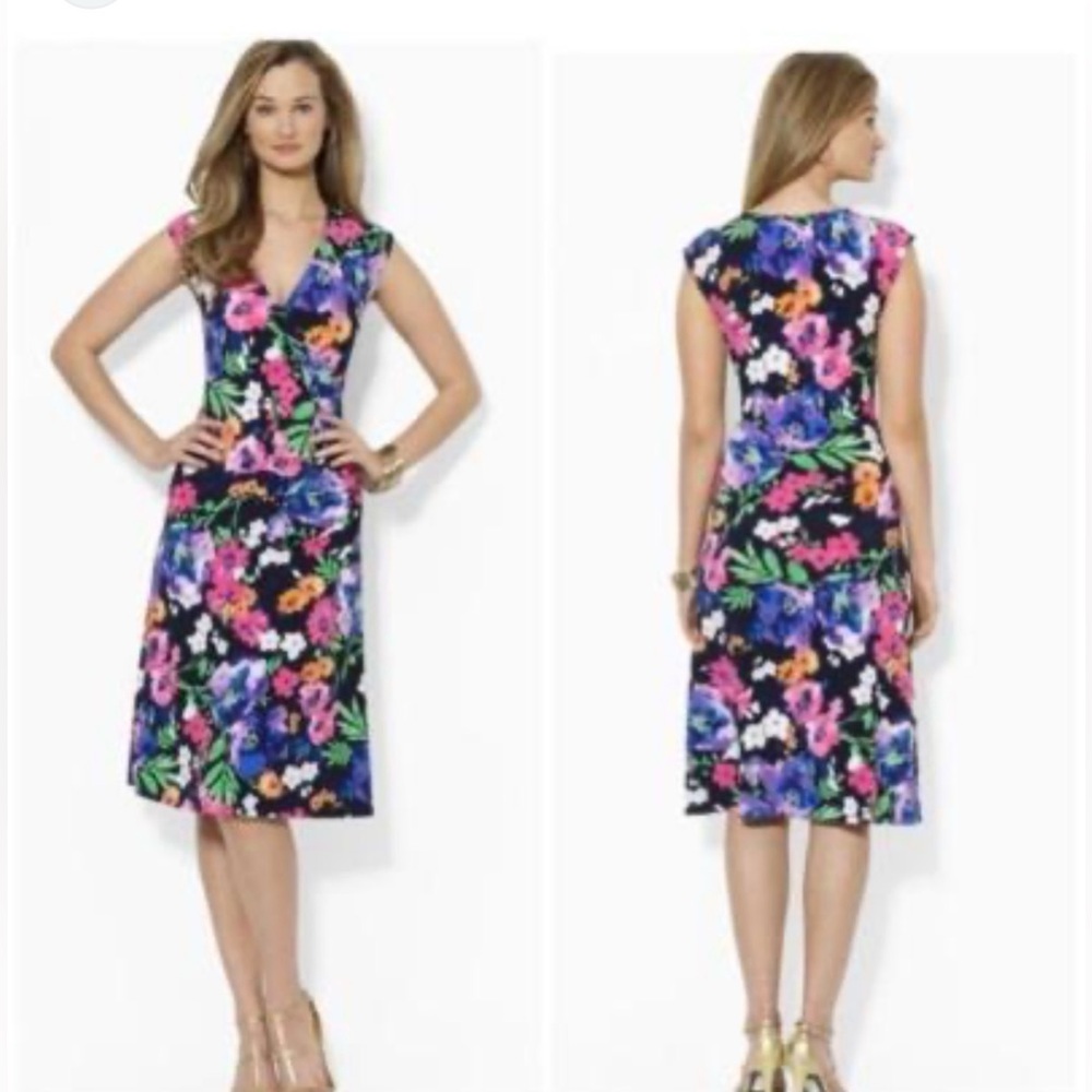 Lauren Ralph Lauren Floral Surplice Midi Dress size S